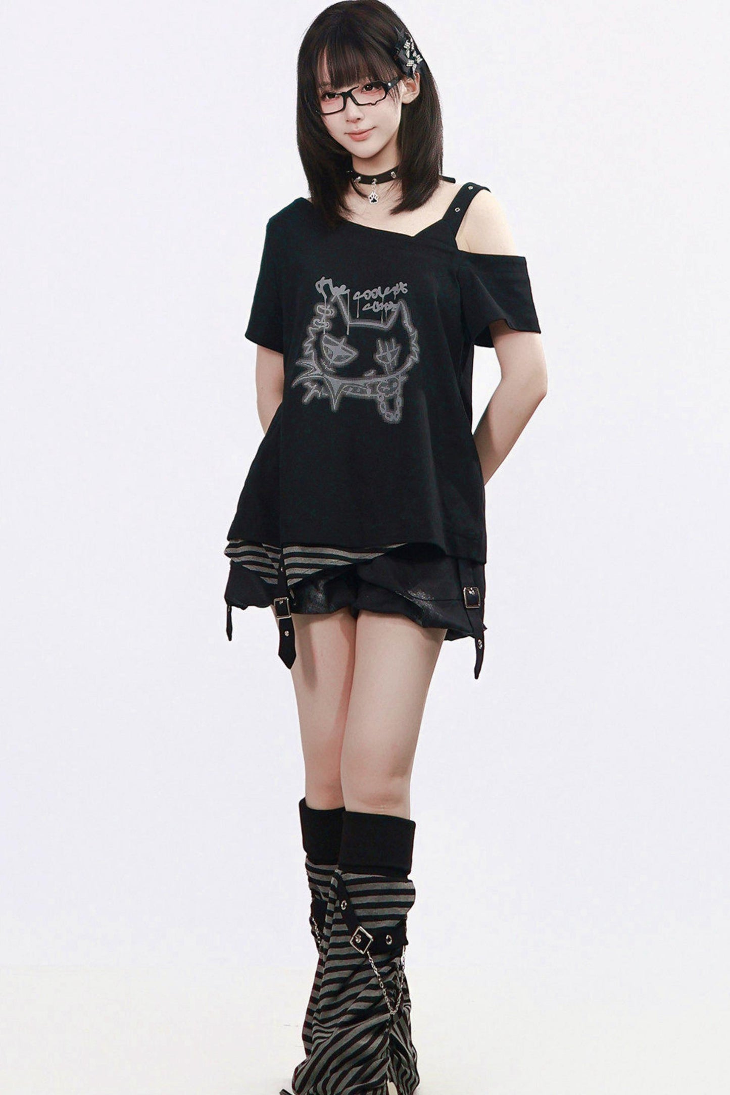 Schwarze-Katze-Rock-Punk-Set