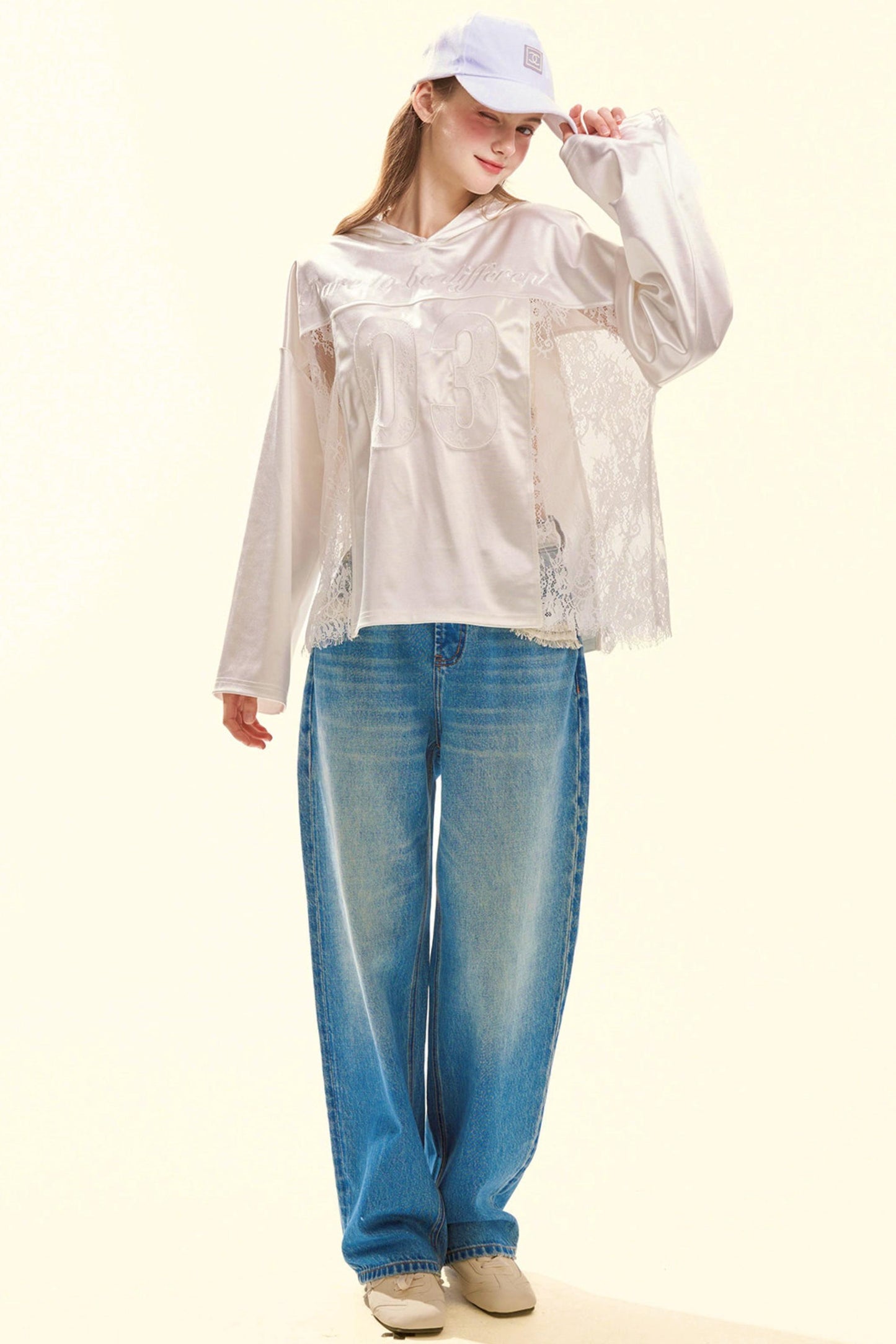 Spitzen-Vintage-Jeansstoff