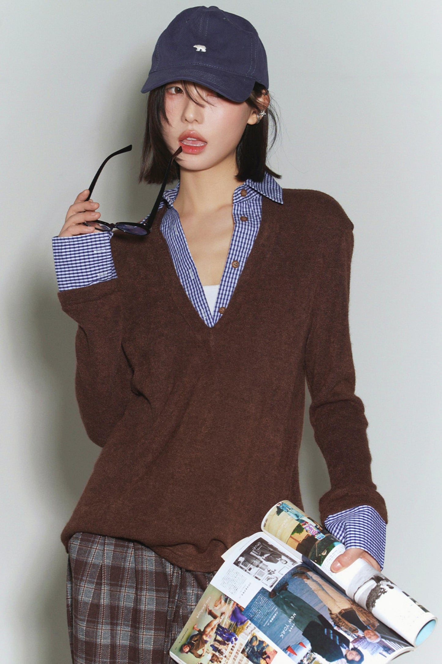 Top maglione in maglia preppy