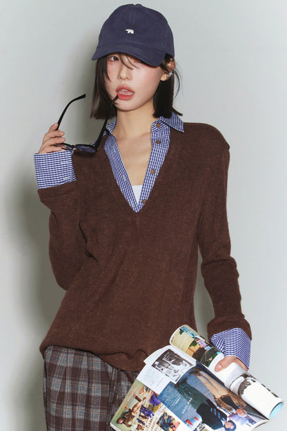 Top maglione in maglia preppy