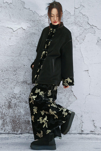 ブラックアンドゴールドベルベットスカート