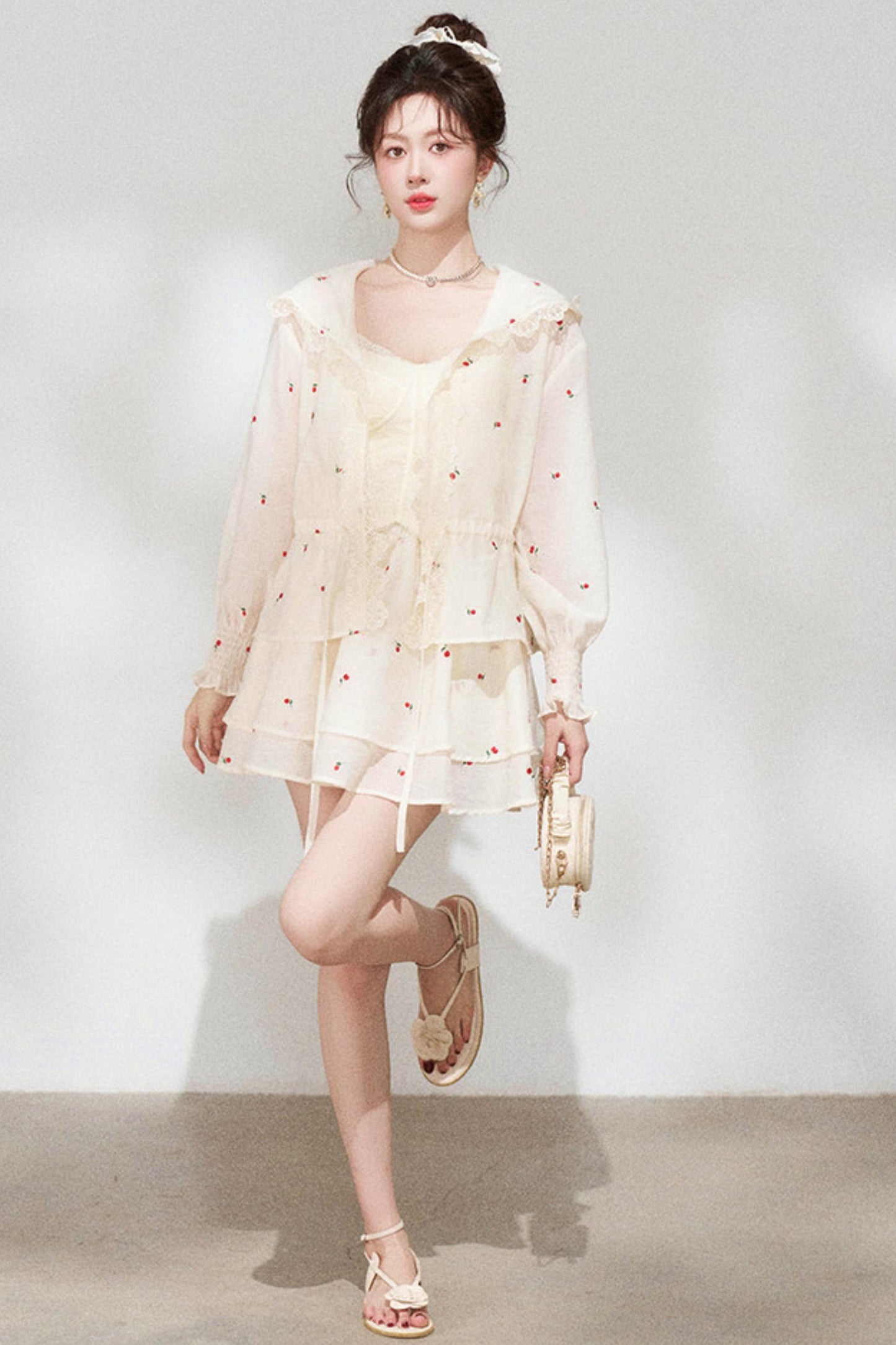 Lace Hooded Jacket + Top + Skirt