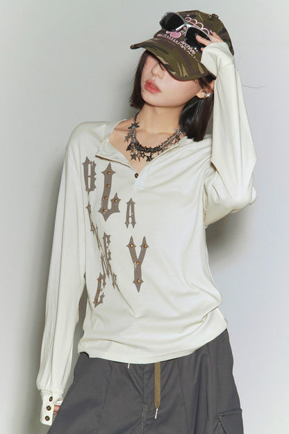 Lyocell Henley Collar Top