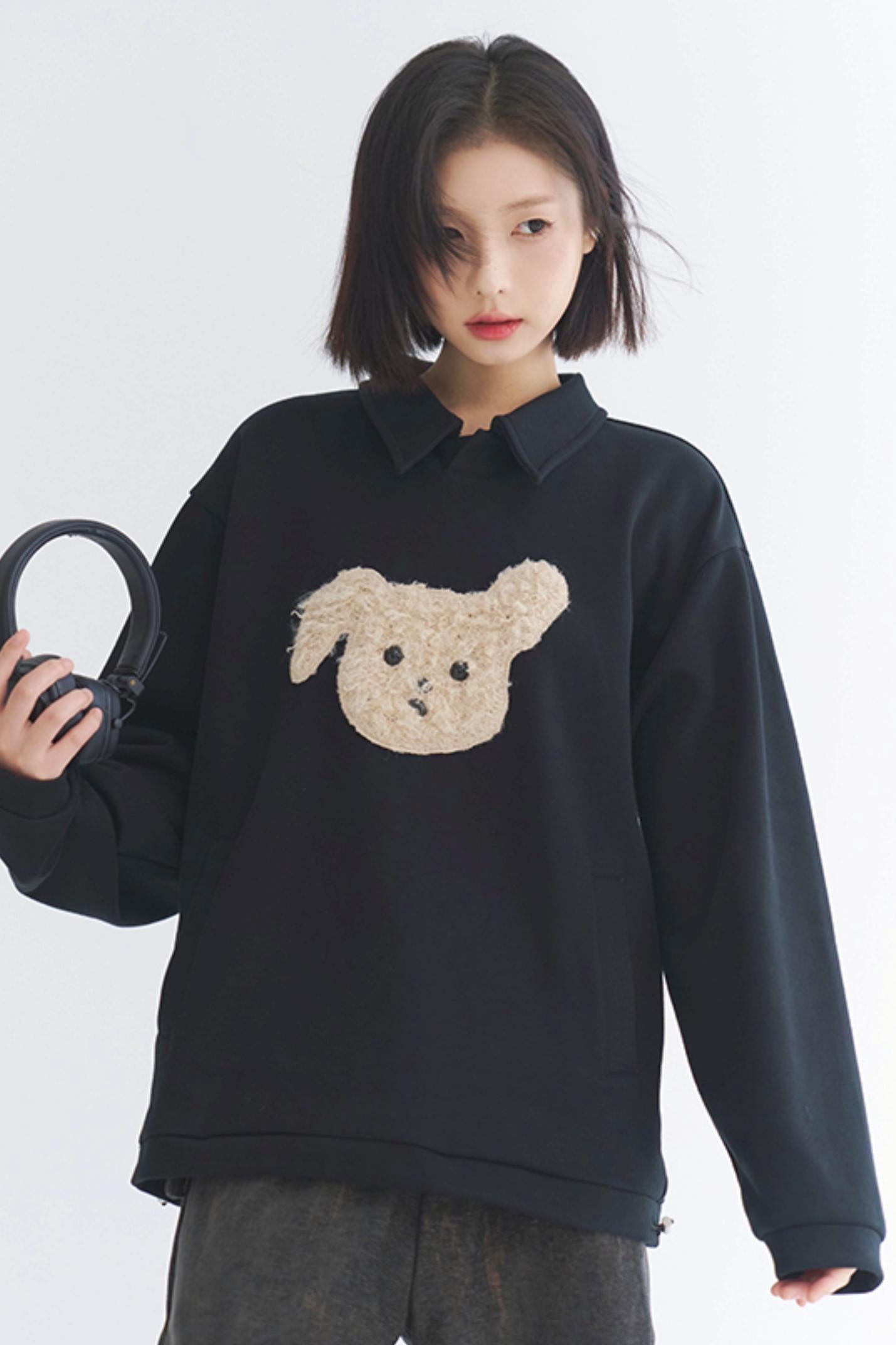 Gravity Museum Plush Puppy Sweatshirt - Women's Winter Comfort Top 2024