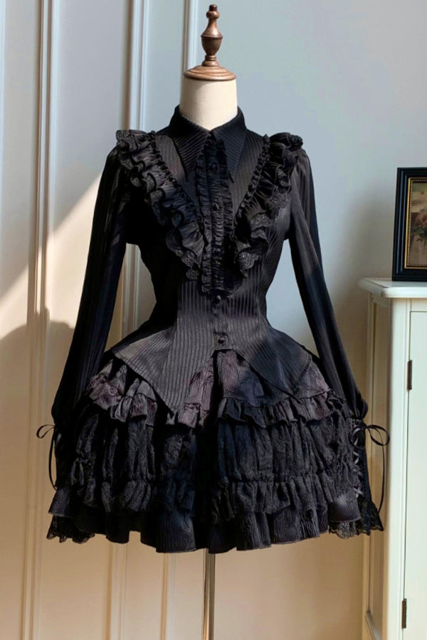 【予約商品】エレガントシフォンランタン袖シャツ