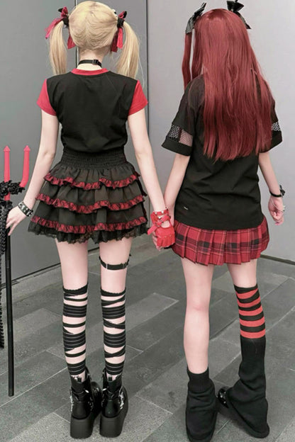 [Pre-Order] Subculture Dark Kawaii Punk T-Shirt + Skirt