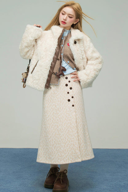 レオパードスウィートハートニットスカート