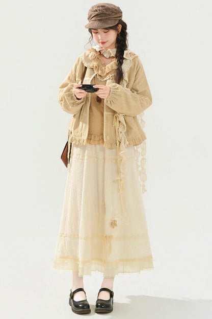 Mori Lace Trim Cotton Jacket + Skirt