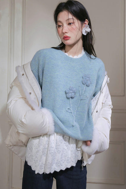 Velvet Lace Rabbit Fur Top