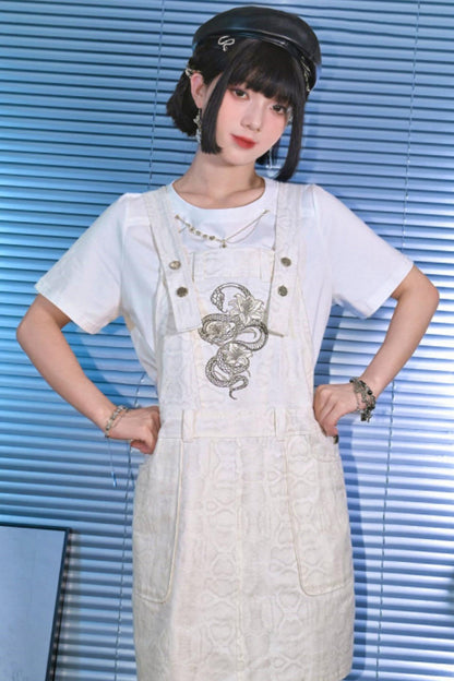 ダークスネークリリーチェーングラフィックTシャツ