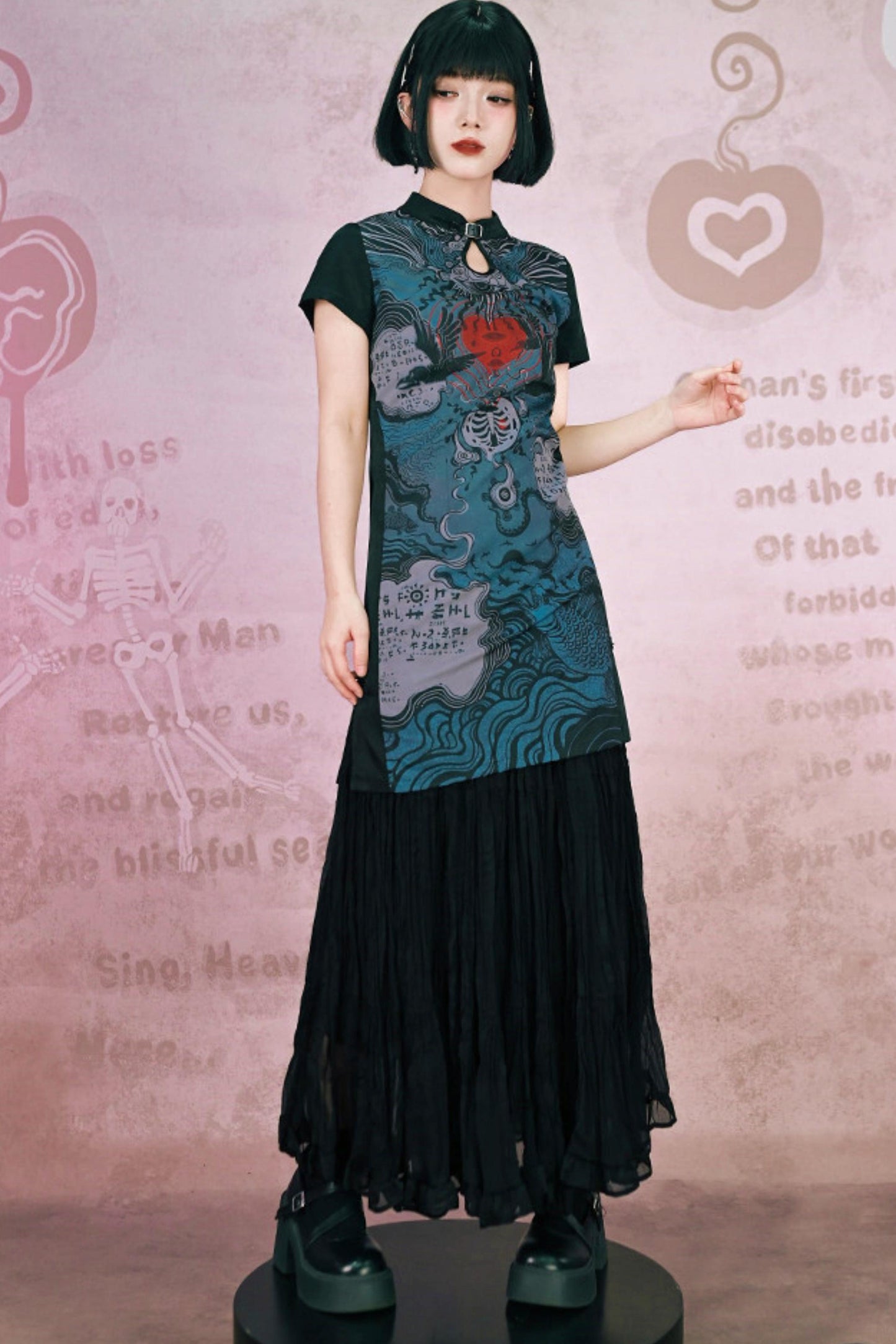 Gothic Chiffon Long Skirt