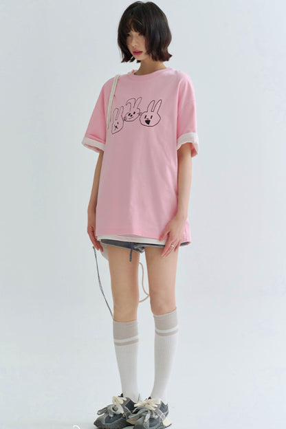 T-shirt doux à imprimé cordon