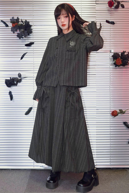 Eden gris de estilo vintage bordada + falda