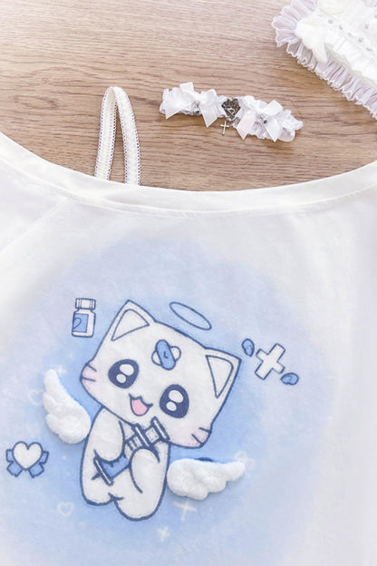 【天使界隈】エンジェルナースキャットTシャツ