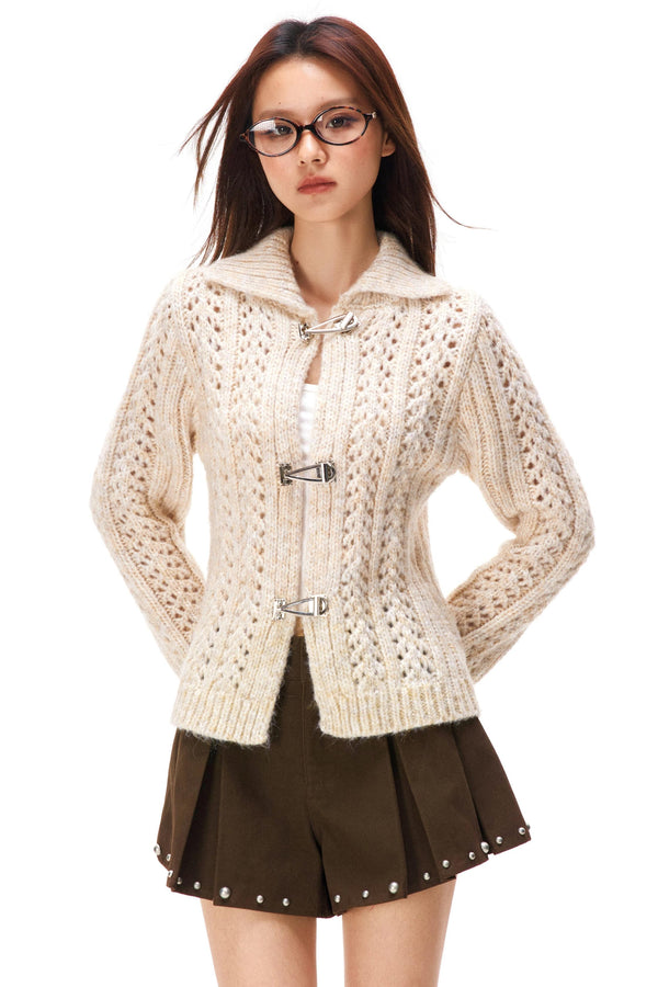 Y2Kハロウアウトニットカーディガン