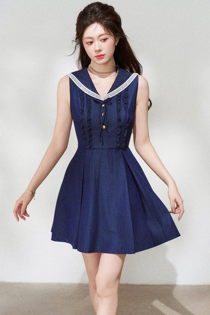 French Sailor Sleeveless Dress