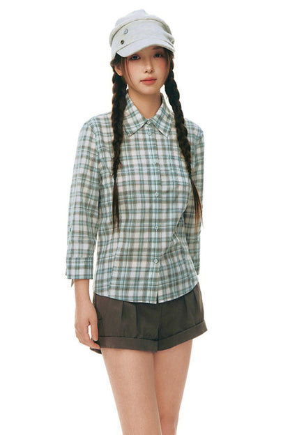 Plaid Y2K Fitted Top