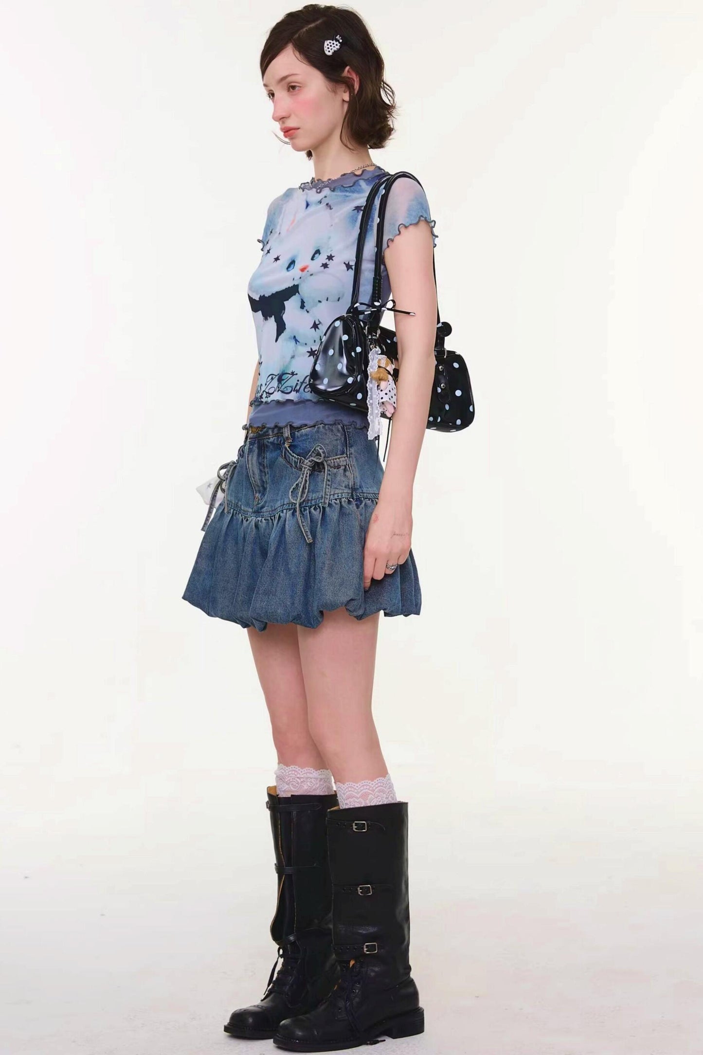 Rabbit Dream Cat Print Top