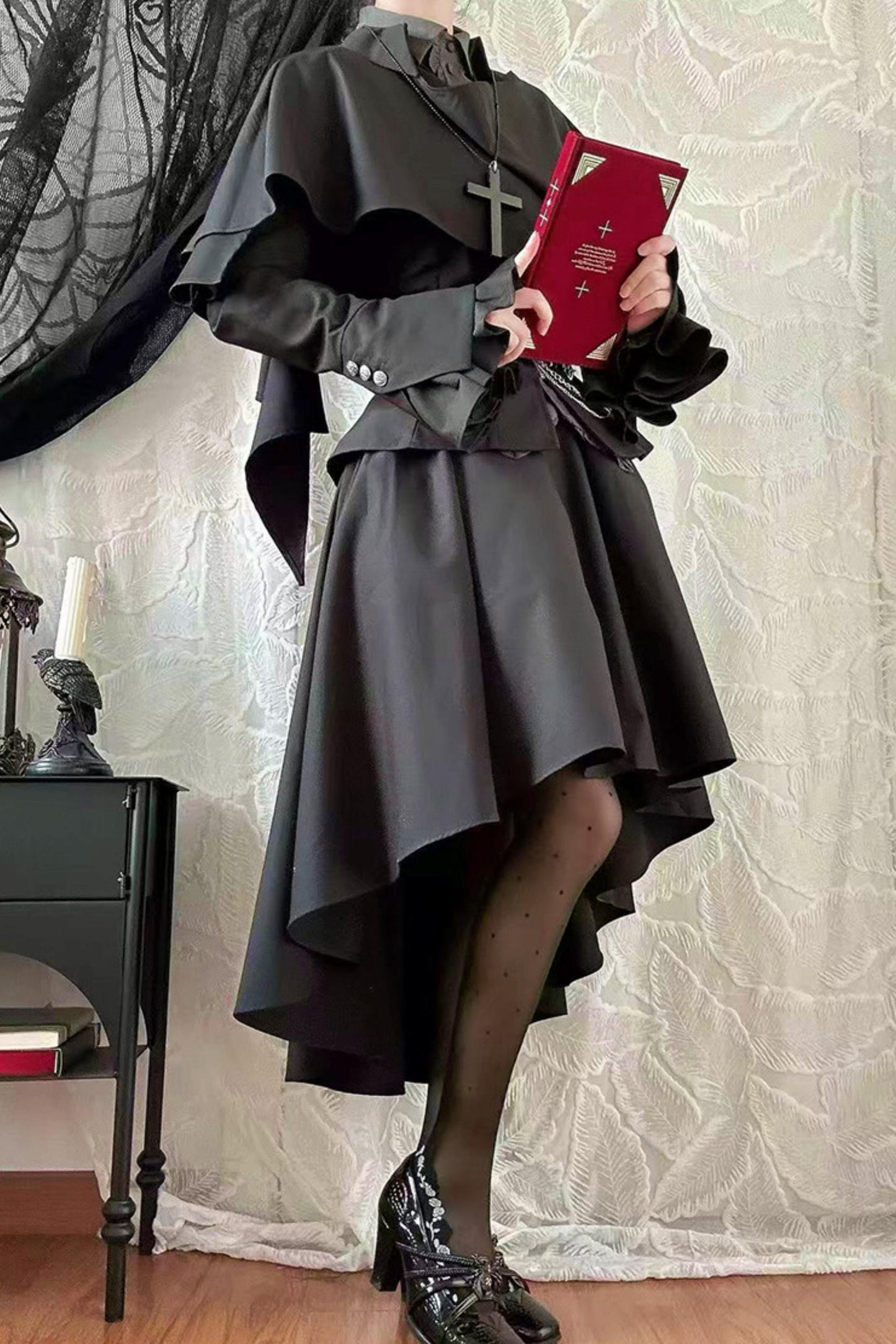 Embroidered Gothic Shawl Blouse