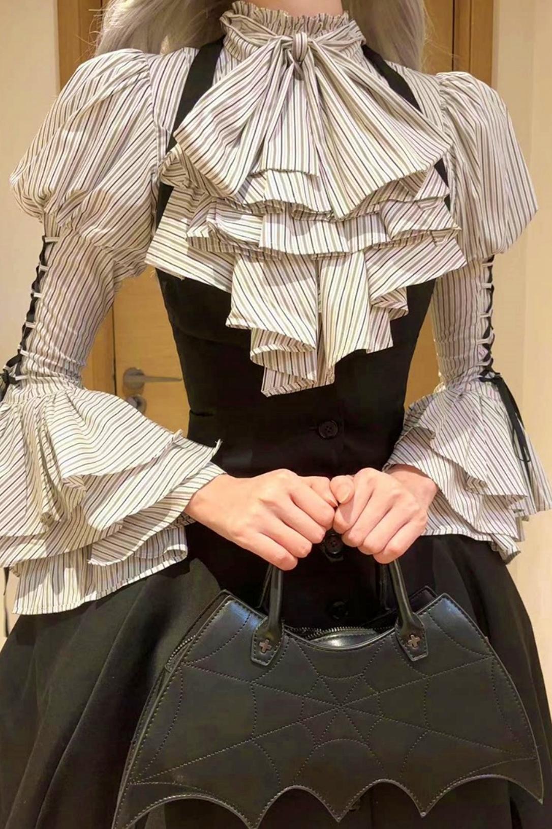 Princess Sleeve Gothic Striped Lolita Blouse