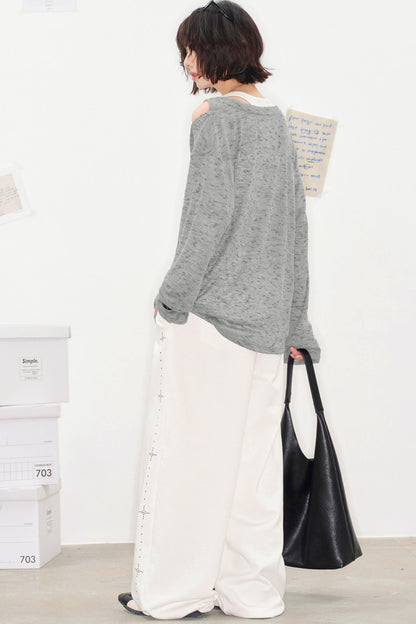 Mode Sheer Loose Off-Shoulder Top