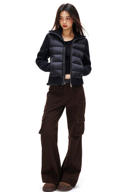 Ribbed Patchwork Down Jacket