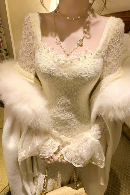 フレンチスタイルレースマーメイドドレス