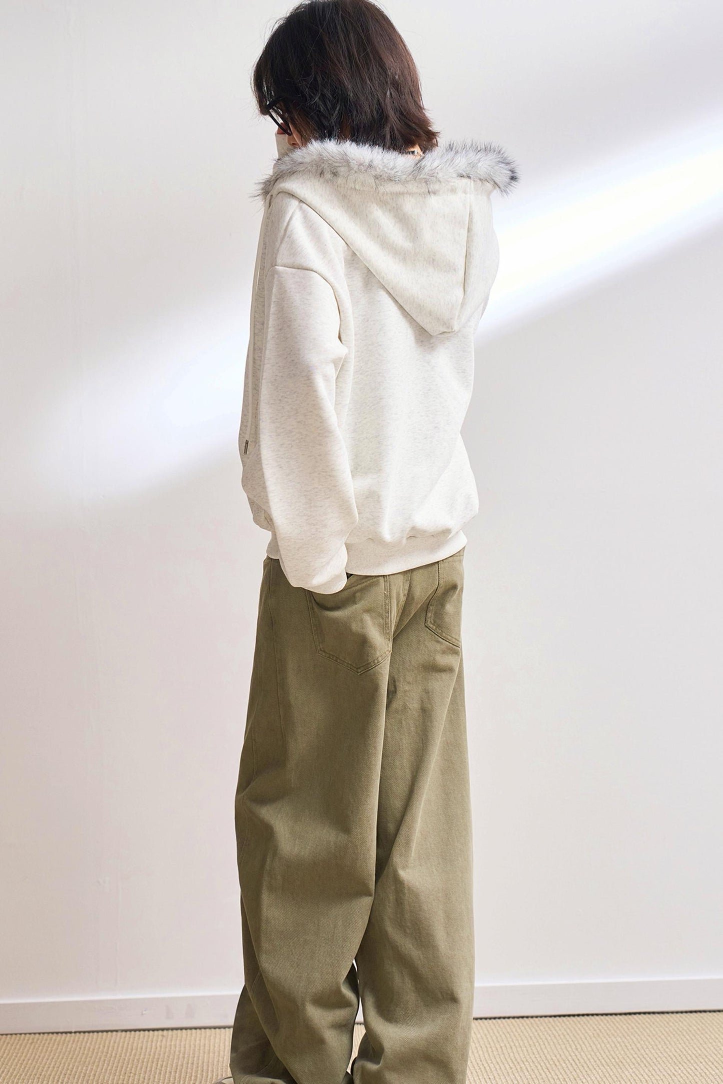 カジュアルソリッドストレートレッグスラックス