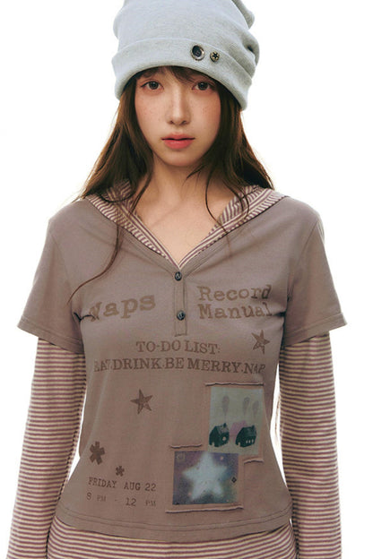 Striped Y2K Hoodie Top