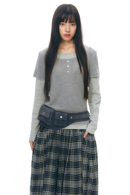 コントラストカラーレイヤートップス