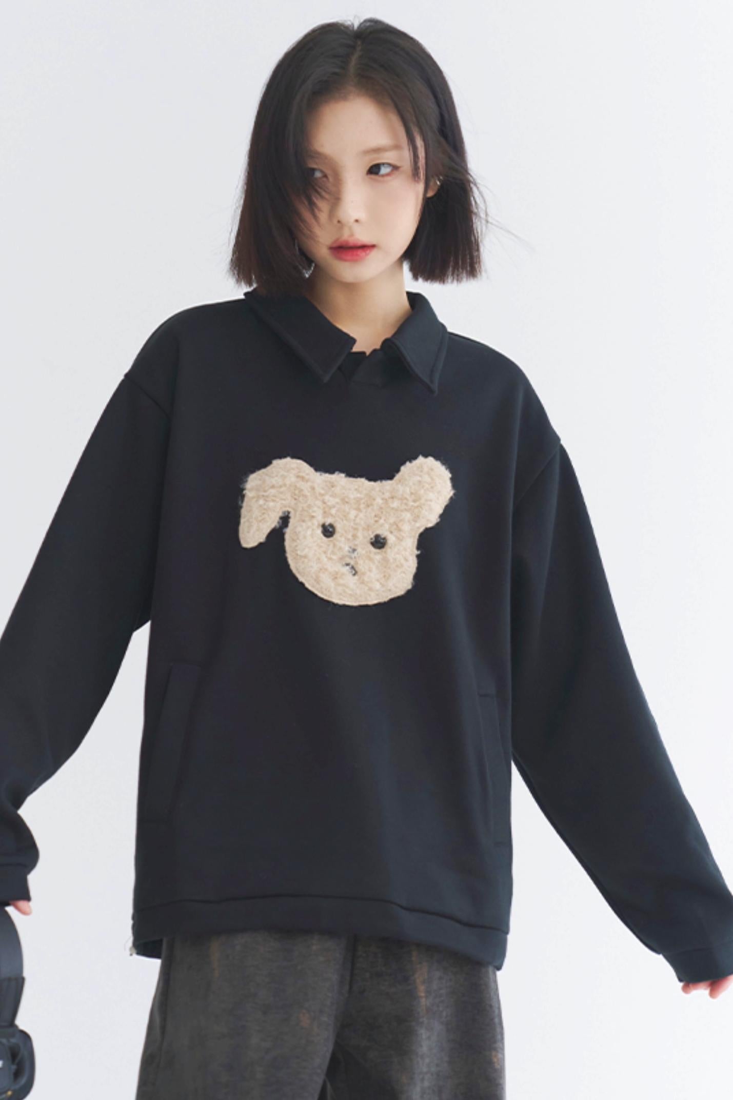 Gravity Museum Plush Puppy Sweatshirt - Women's Winter Comfort Top 2024