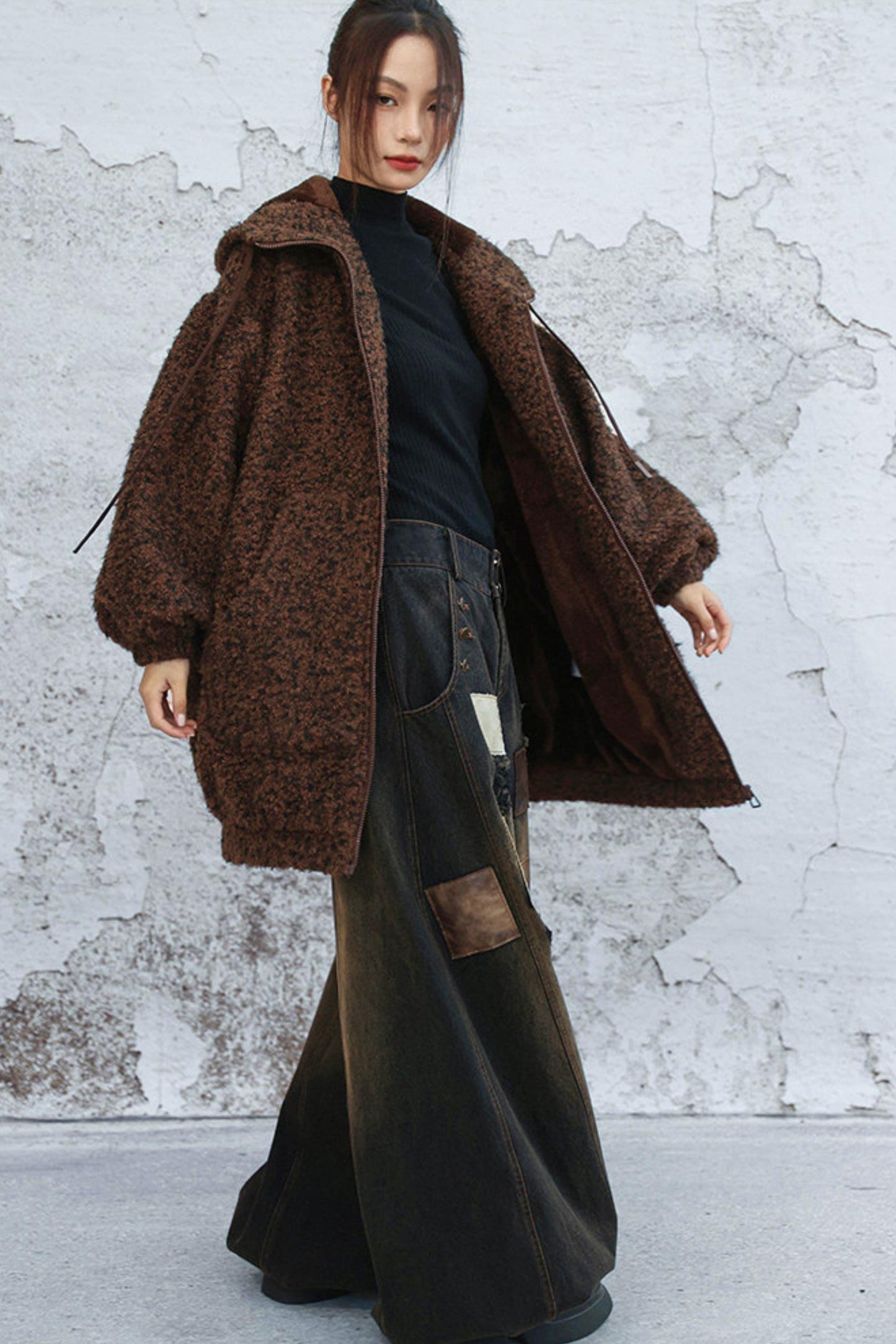 パッチワークワイドデニムパンツ