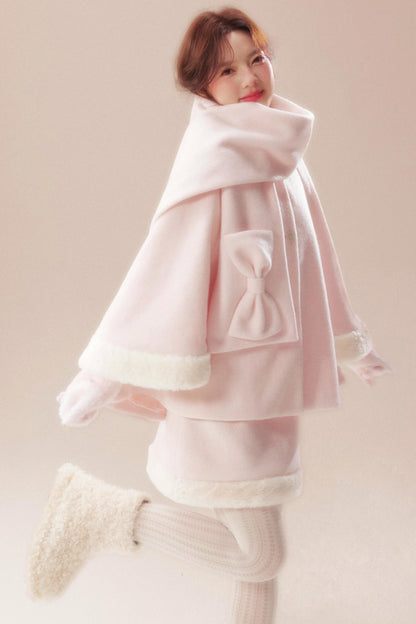 スイートコート+ハイウエストスカート+ニットスカーフ