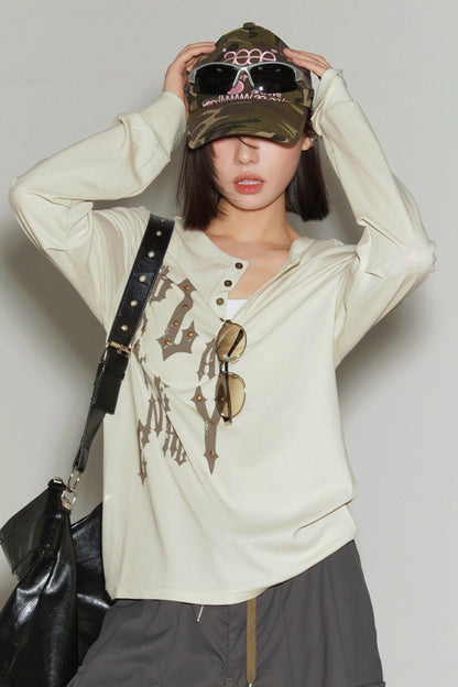 Lyocell Henley Collar Top
