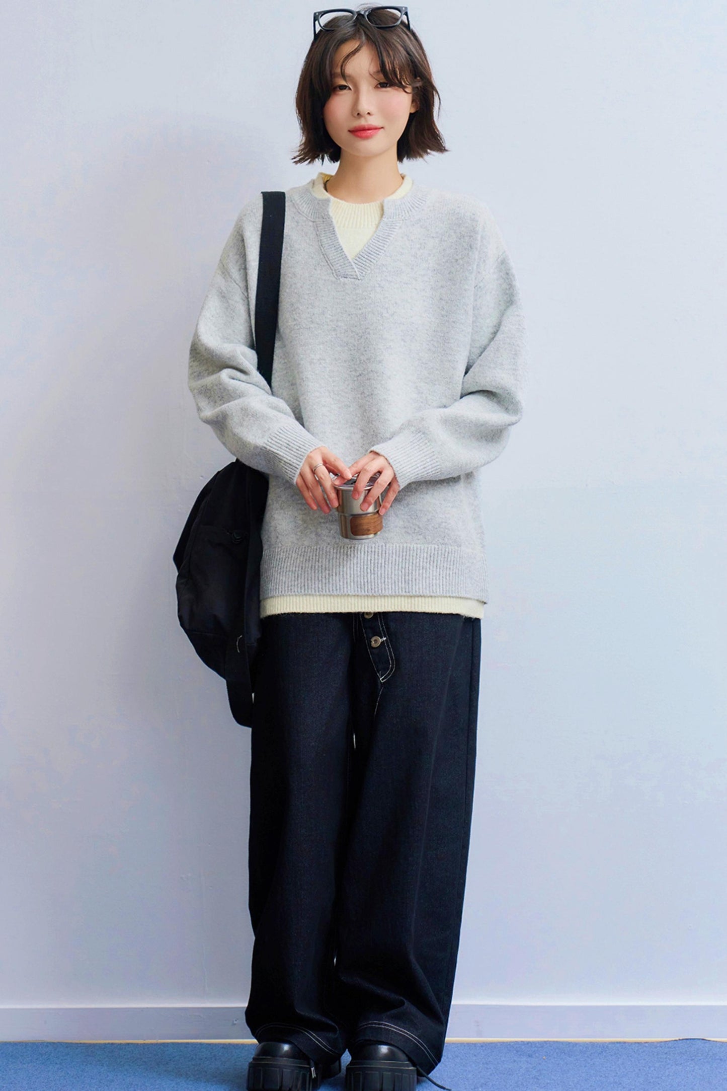 Color block knit sweatshirt