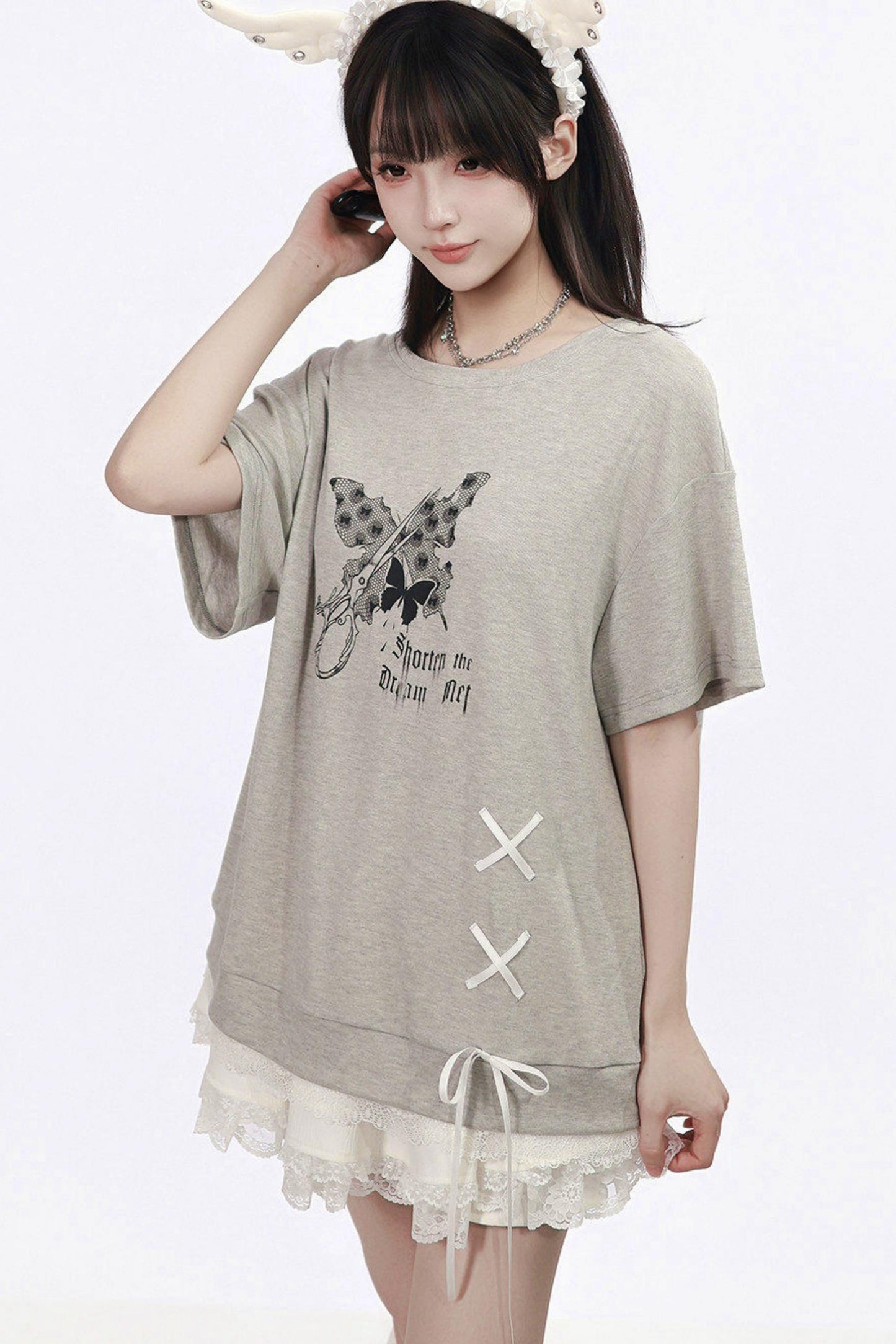 サブカルバタフライTシャツ+スカート+レッグカバー