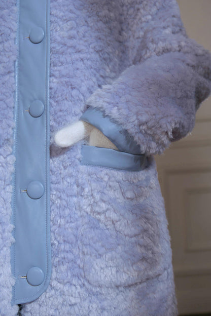 Matte Fleece Stand Collar Coat