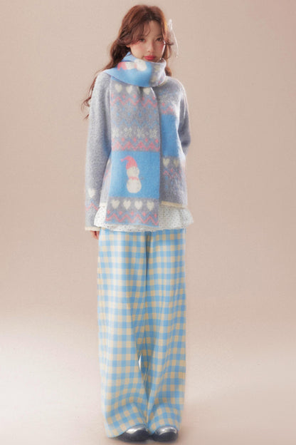 Sweet Fair Isle Sweater Cardigan + Scarf