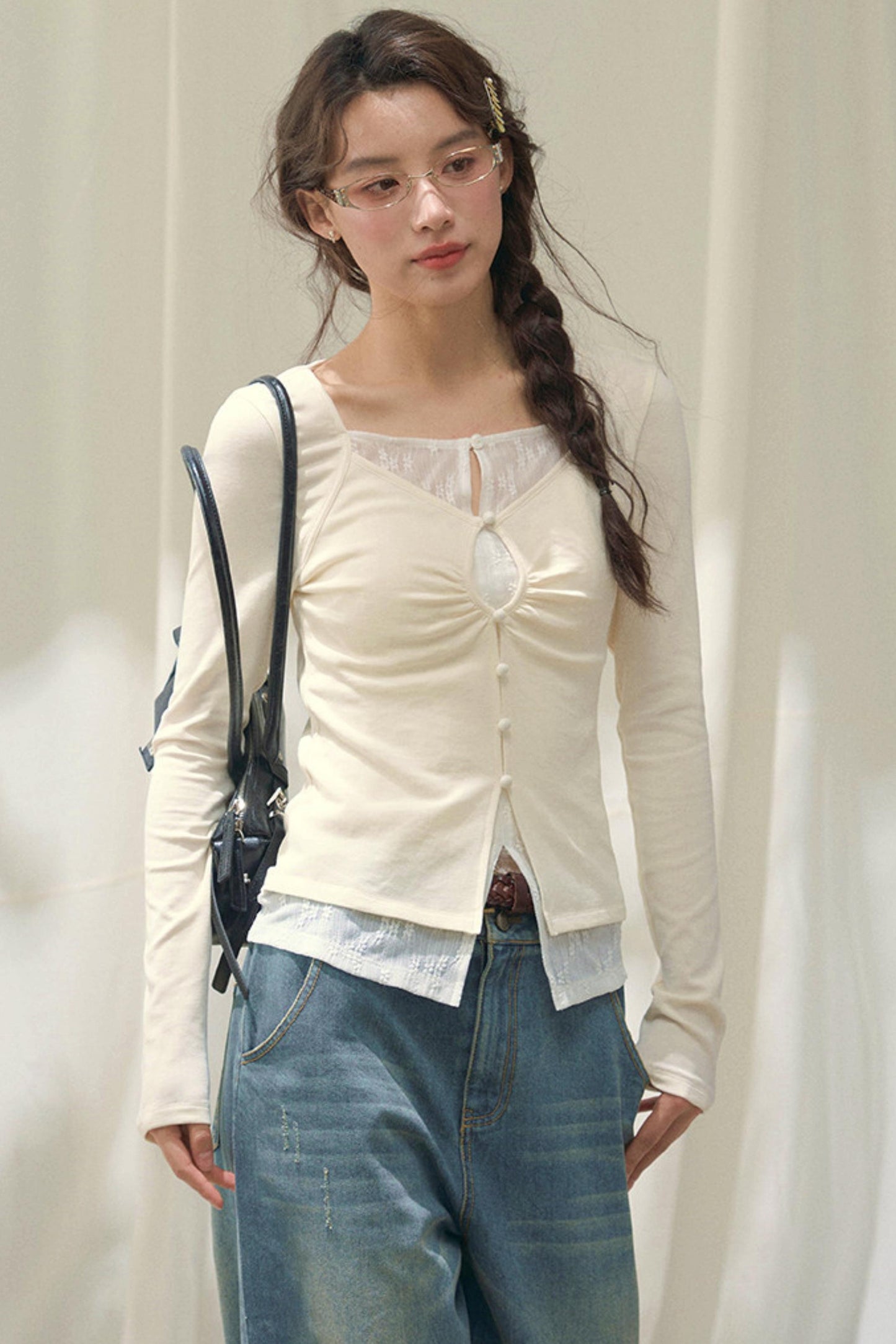 Seashell Lace Layered Top