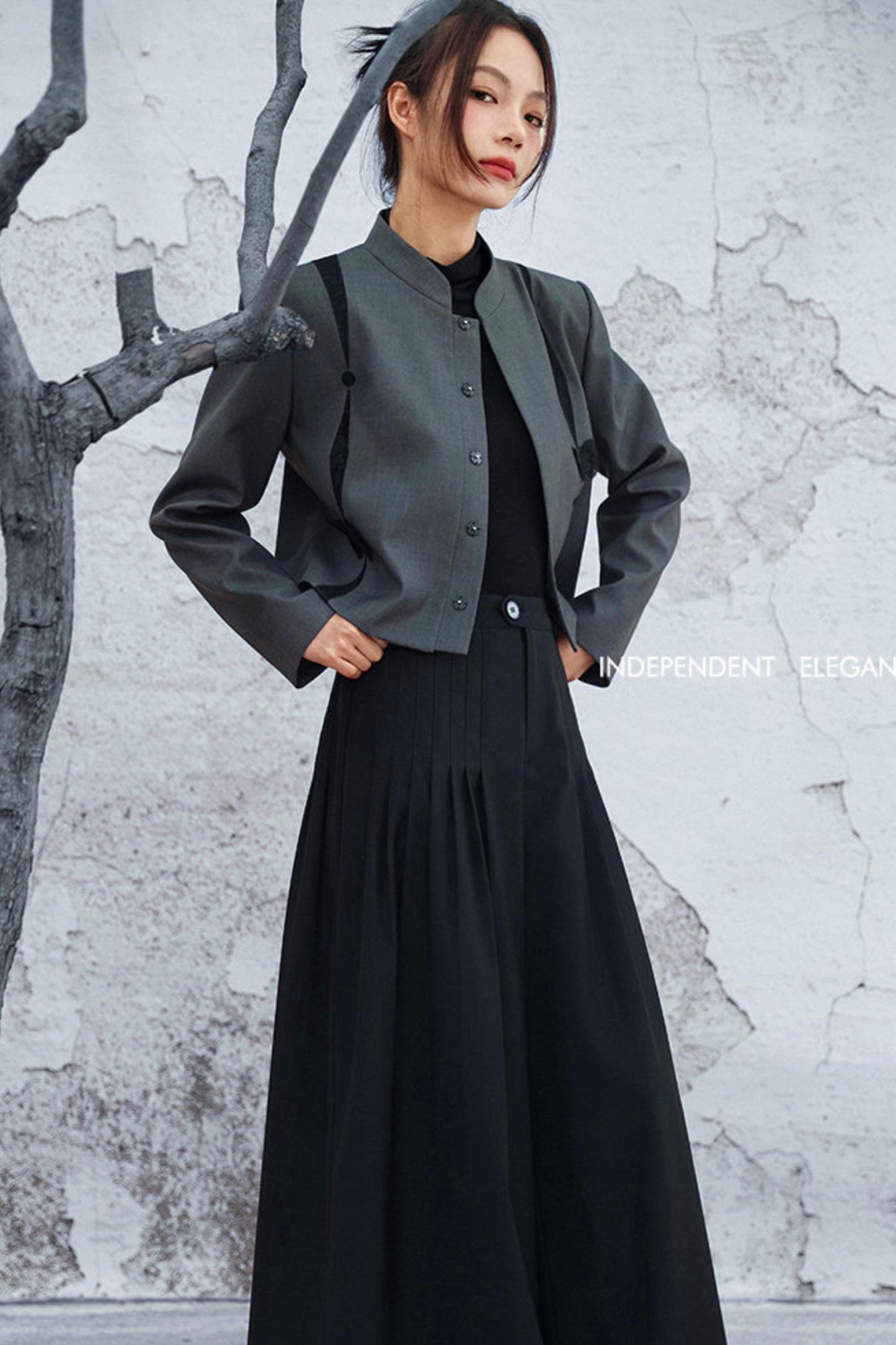 ダークモードワイドレッグパンツ