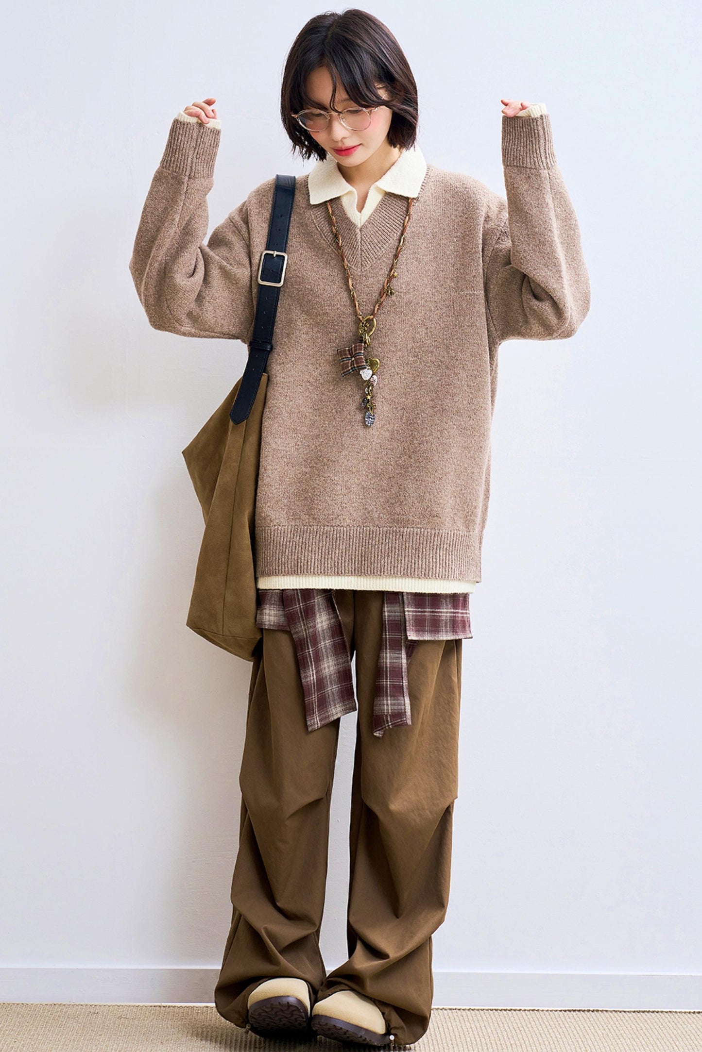 Relaxed Fit Lapel Knit Sweatshirt