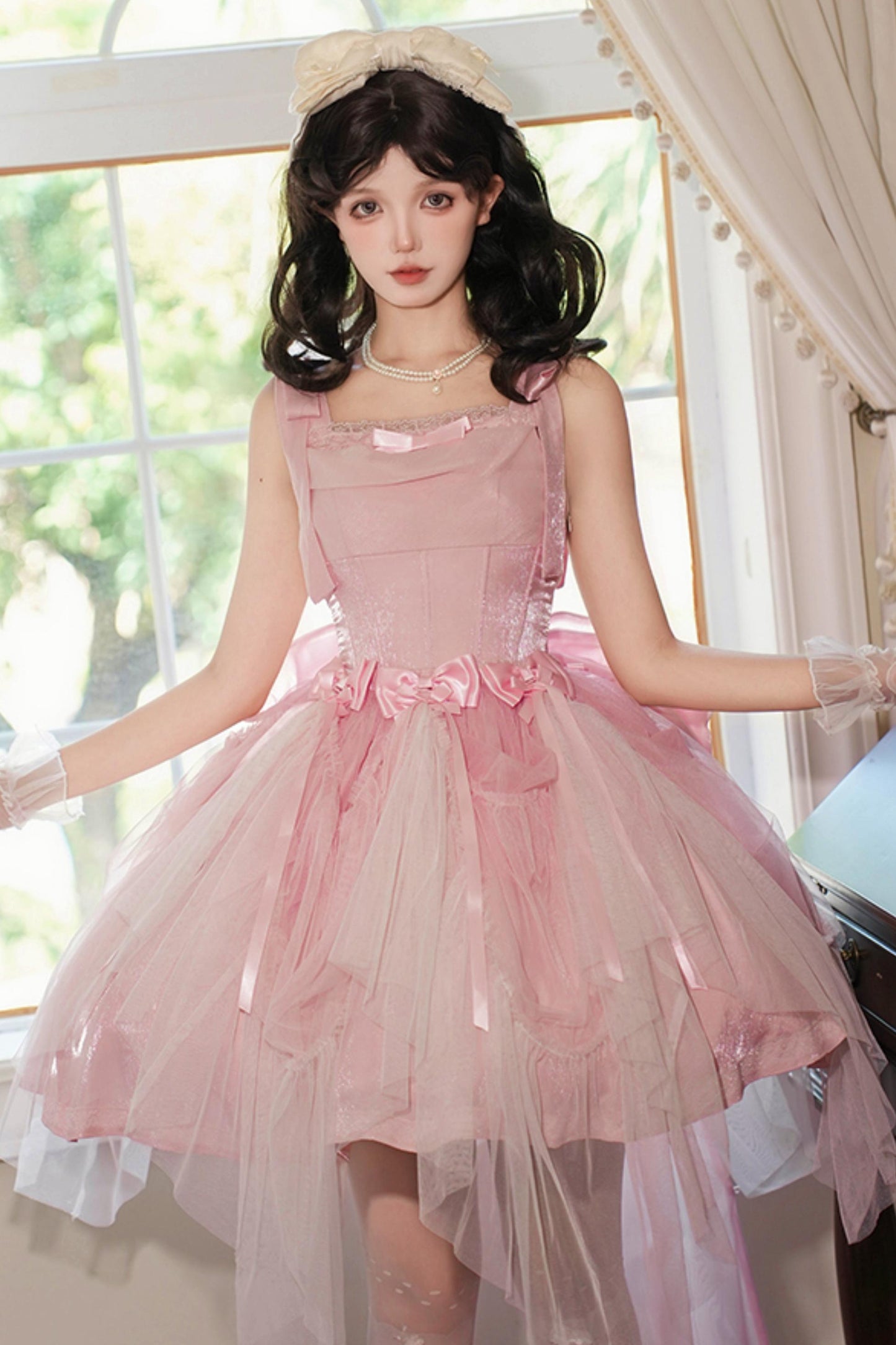 バブルシーヘリンボーンロリータジャンパースカートロリータセットアップ