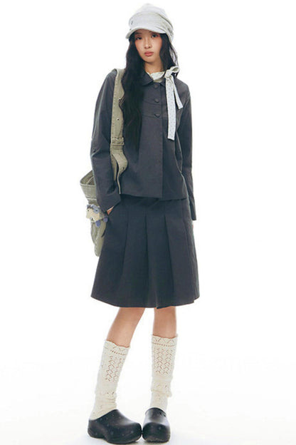 プリーティッドエーラインミディスカート