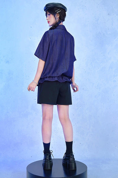 Night Blue Embroidered Subculture Shirt
