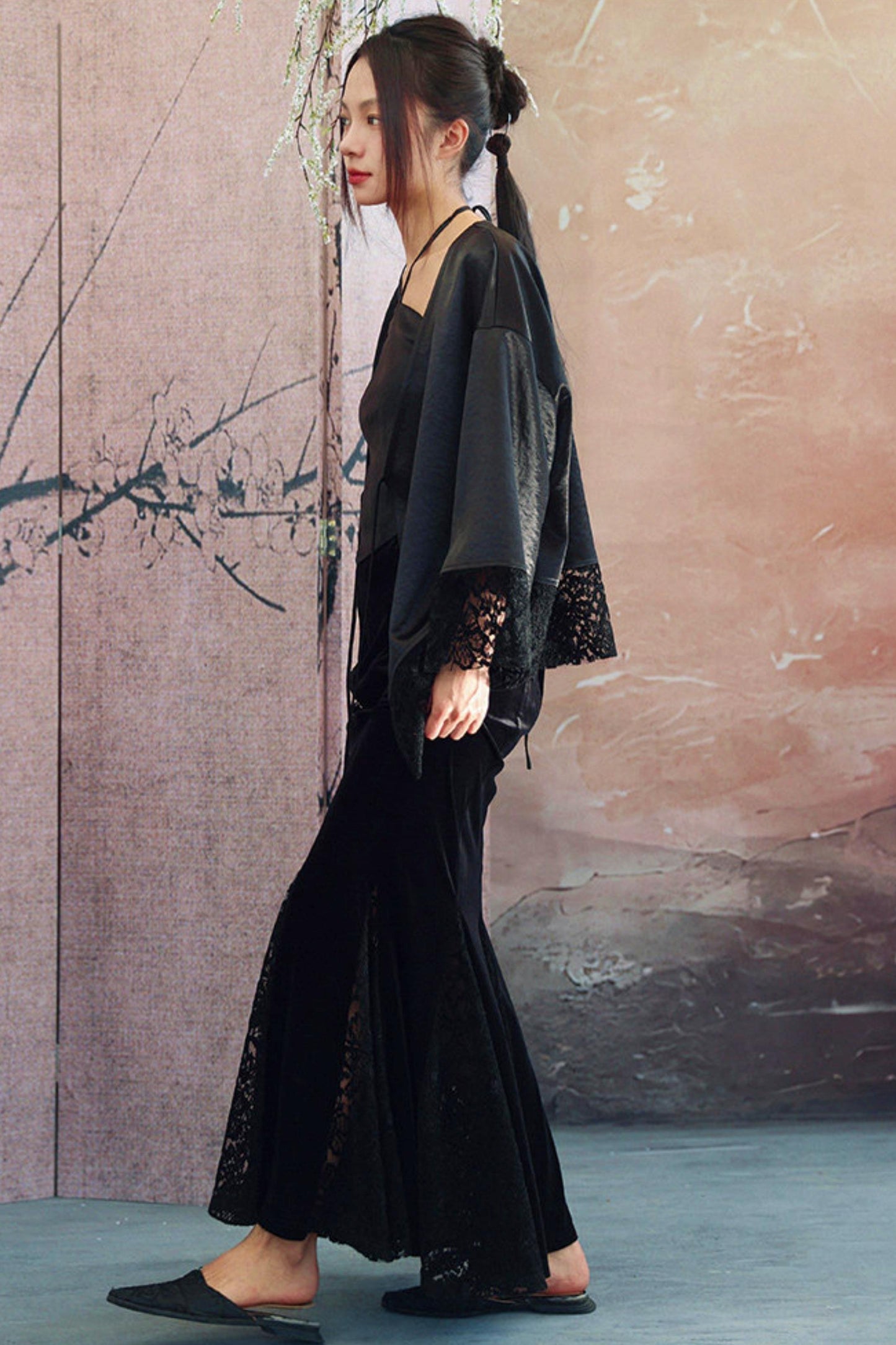 Dark Lace Satin Gown