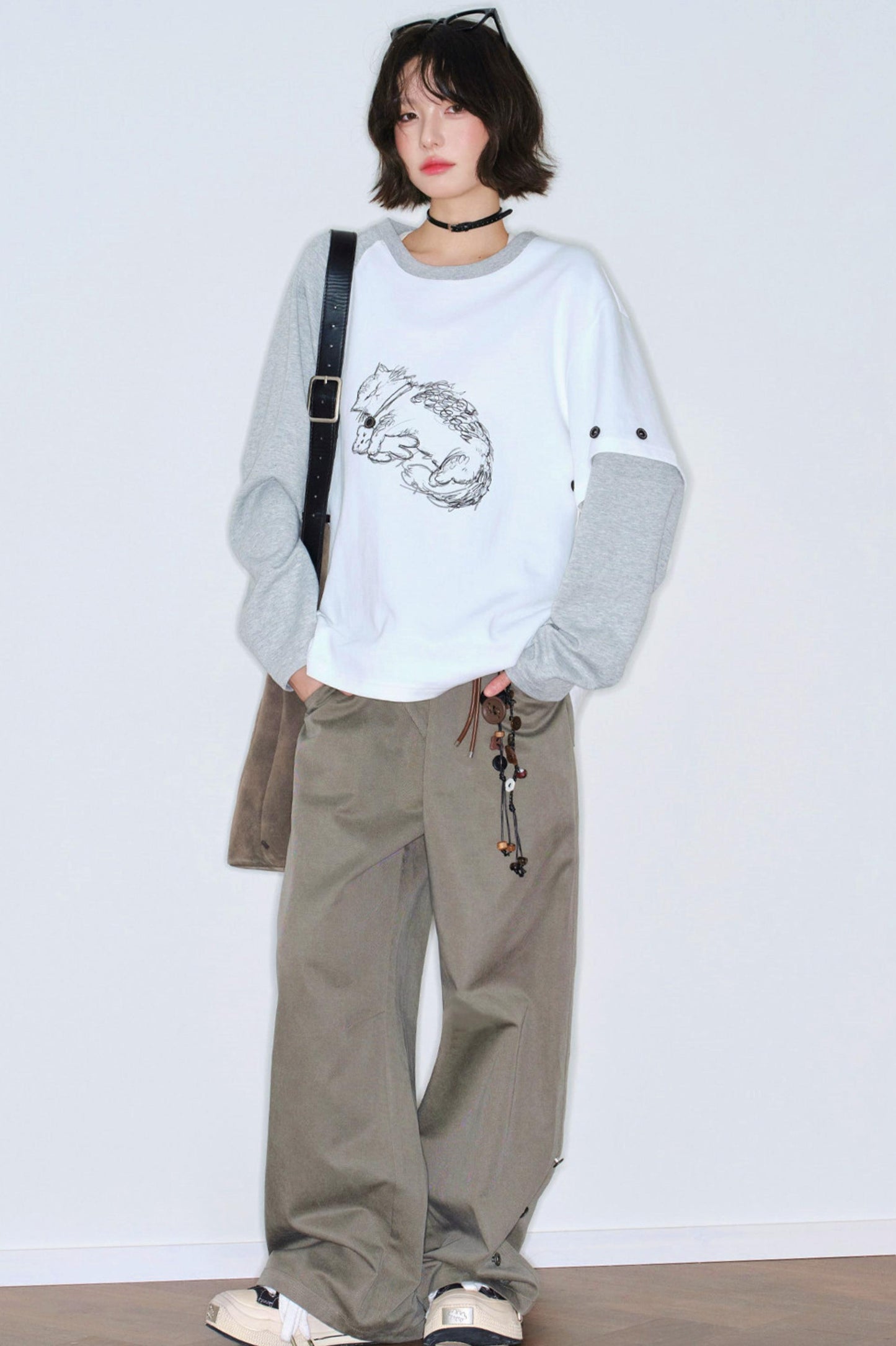 Gravity Cat Patchwork Top