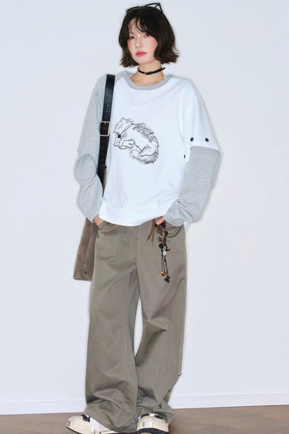 Gravity Cat Patchwork Top