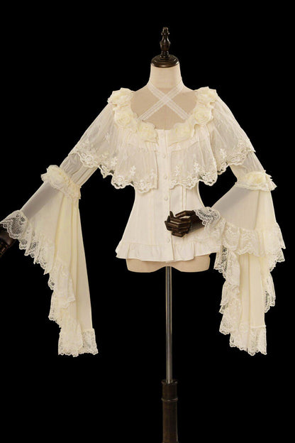 Decadent Gothic Lace Princess-Sleeve Top