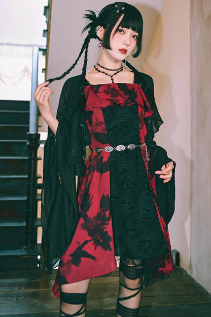 Dunkelkrähen-Chiffonkleid