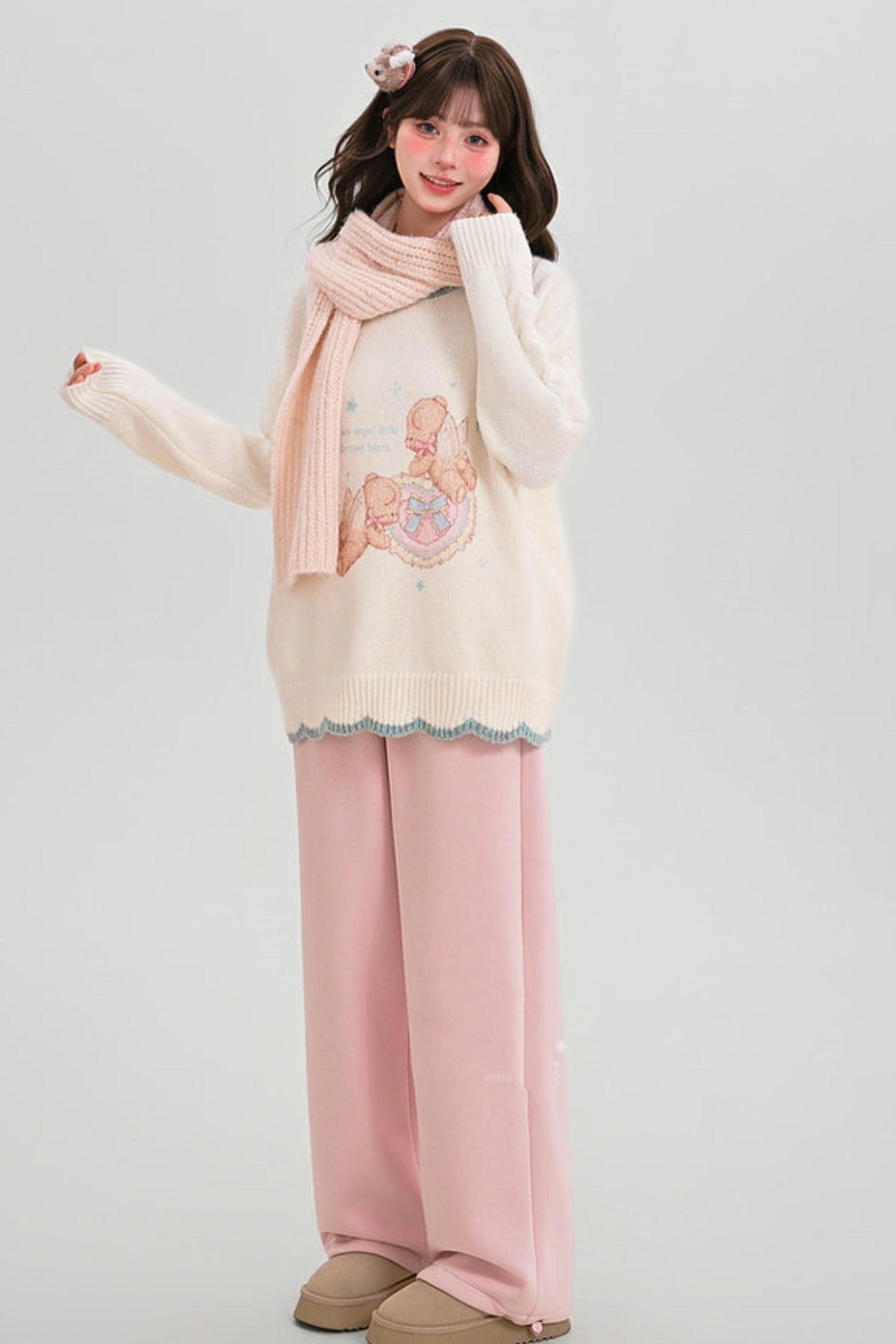 Sweet Fleece-Lined Wide Leg Pants